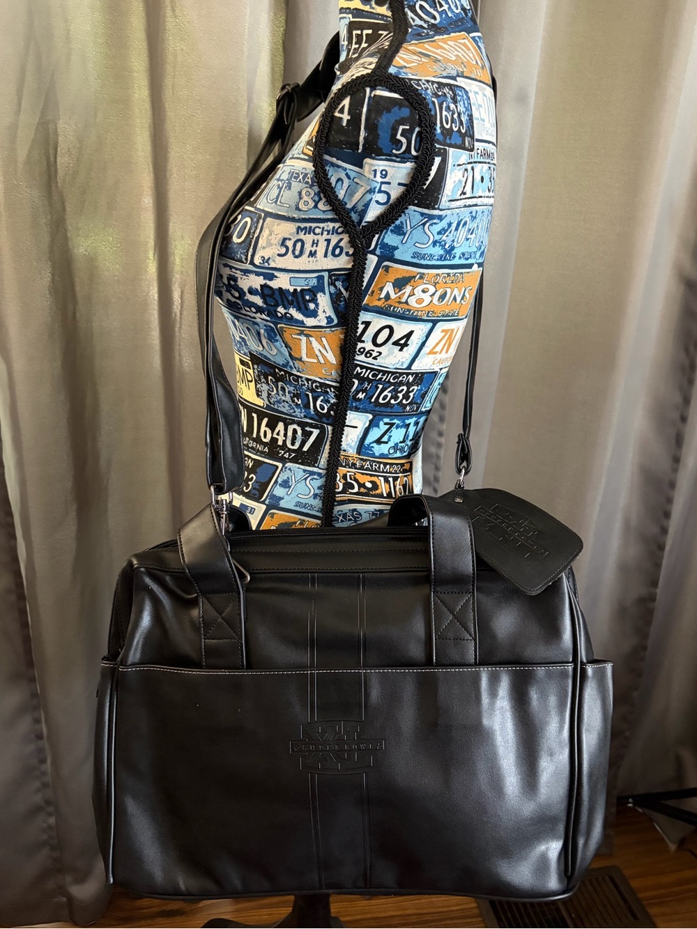 Leather Travel Duffel Bag in Black - NFL XL 2006 Steelers vs Seahawks